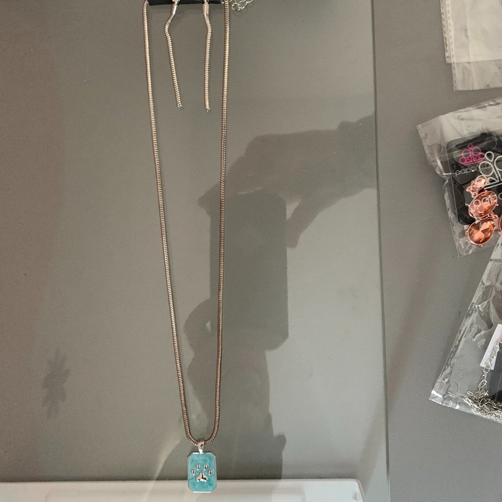 Paparazzi PAW To The Line Blue Necklace with Adjustable Clasp Closure